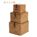 handwoven seaweed storage basket with lid