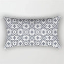 Rectangular decorative patchwork cushion cover with grey geometric design