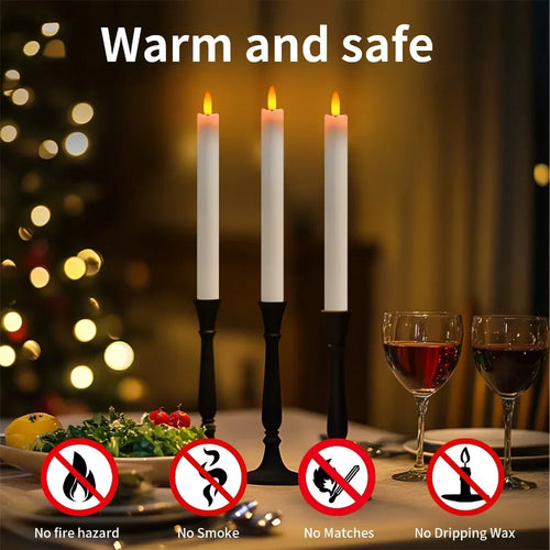 LED flickering taper candles with remote control for parties and occasions - vue 3 sur 8