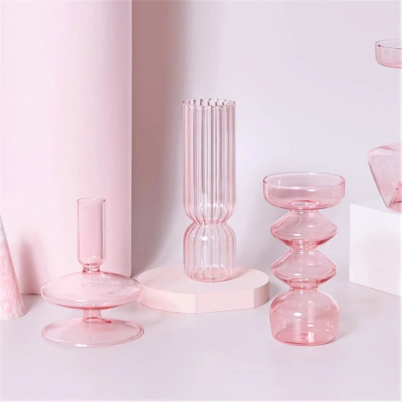 Conical glass candle holder for wedding tables and Nordic decoration