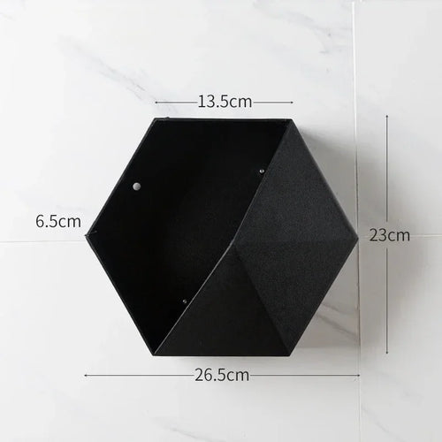 hexagonal wooden wall rack for books and decorations - vue 8 sur 12