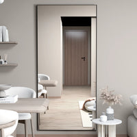 CASSILANDO Full Length Mirror 65" * 24", Floor Standing Mirror, Black Metal Frame Mirror， Full Body Mirror