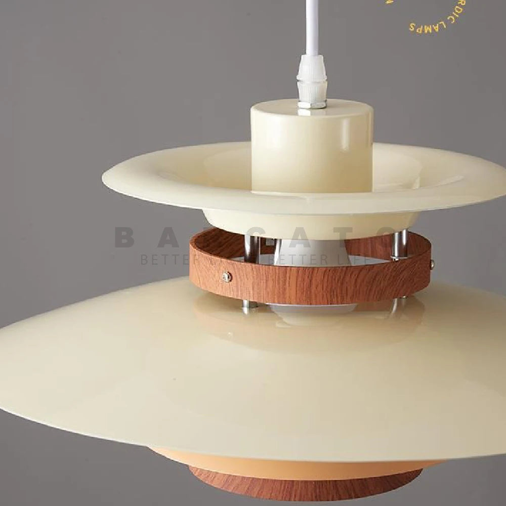 Danish design retro walnut LED pendant light - vue 6 sur 12