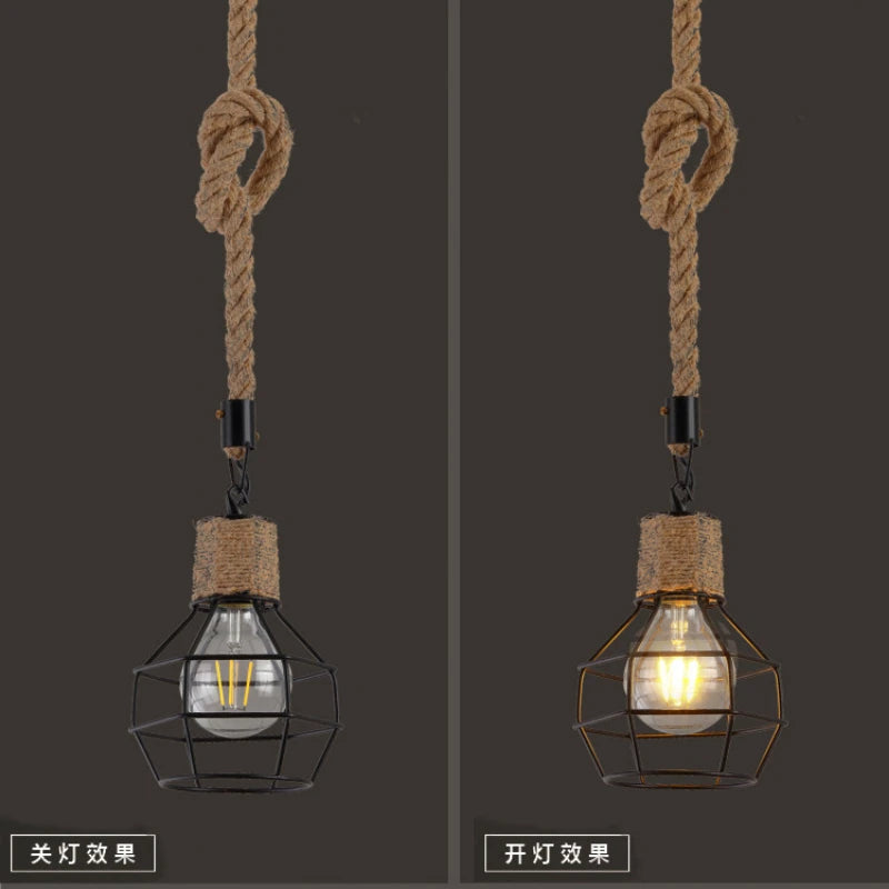 Modern minimalist rustic Nordic rope chandelier