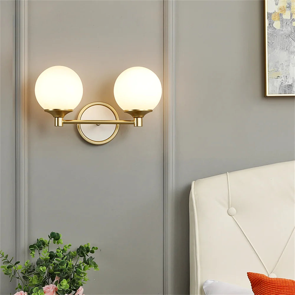 Modern Nordic style double head glass wall light - vue 4 sur 8