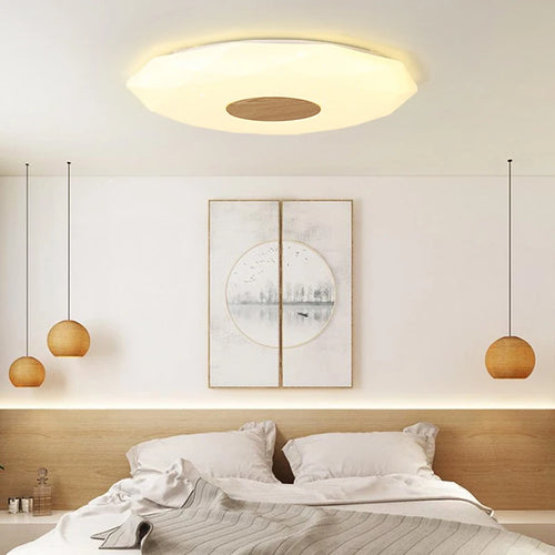Minimalist solid wood LED ceiling light star diamond - vue 6 sur 9