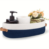 Oval Woven Bathroom Storage Basket, Multifunctional Desktop Organizer, Toilet Paper Holder, Toy Storage Basket