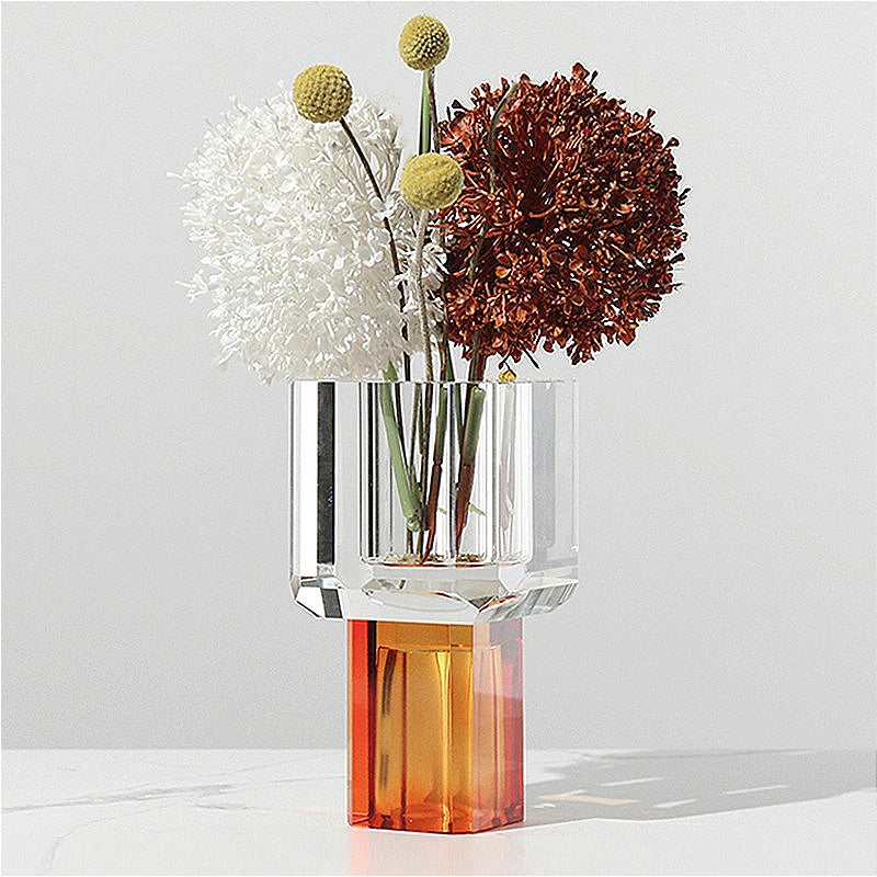 transparent crystal glass vase for floral decoration