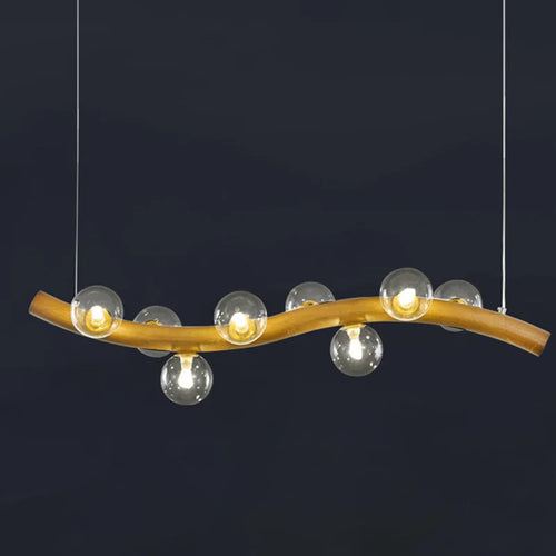 Solid wood and glass pendant light - vue 5 sur 11