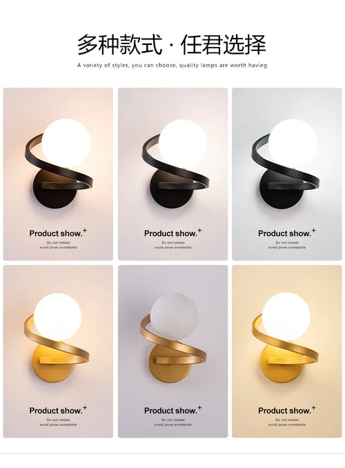 Modern glass LED wall light for loft and mirror front - vue 6 sur 10