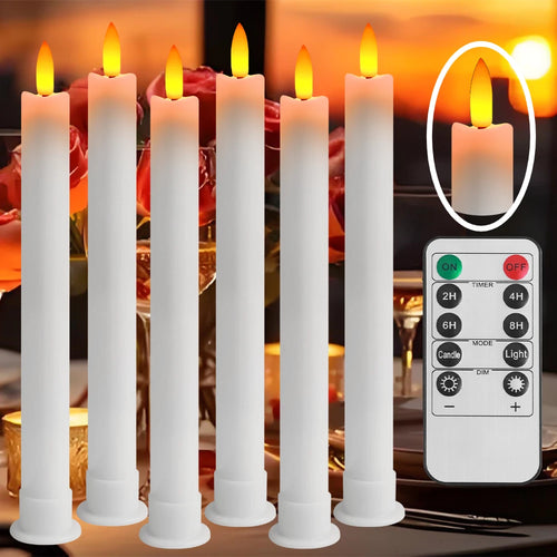 LED flickering taper candles with remote control for parties and occasions