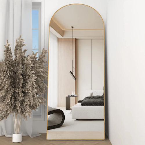 CASSILANDO Arched Full Length Mirror 64" x 21", Floor Standing Mirror, Unique Vertical Mirror, Gold Metal Frame Mirror - vue 9 sur 8