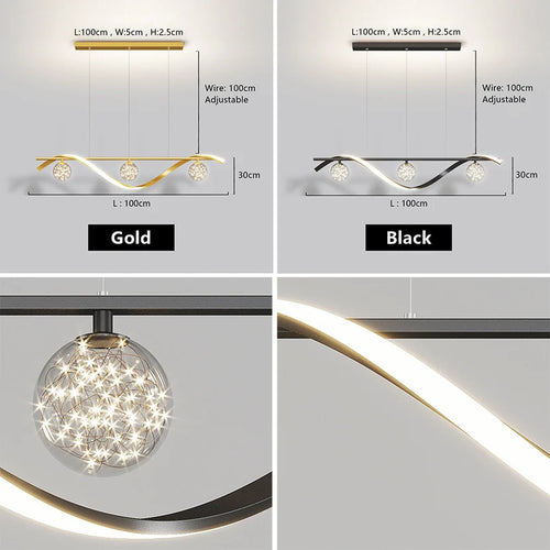 Sandyha LED stars clear glass ball chandelier - vue 7 sur 8