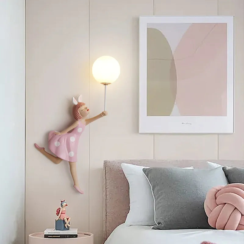 Resin wall light with moon shape children's nursery