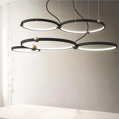 Modern ring LED pendant chandelier for hanging decoration - vue 3 sur 9