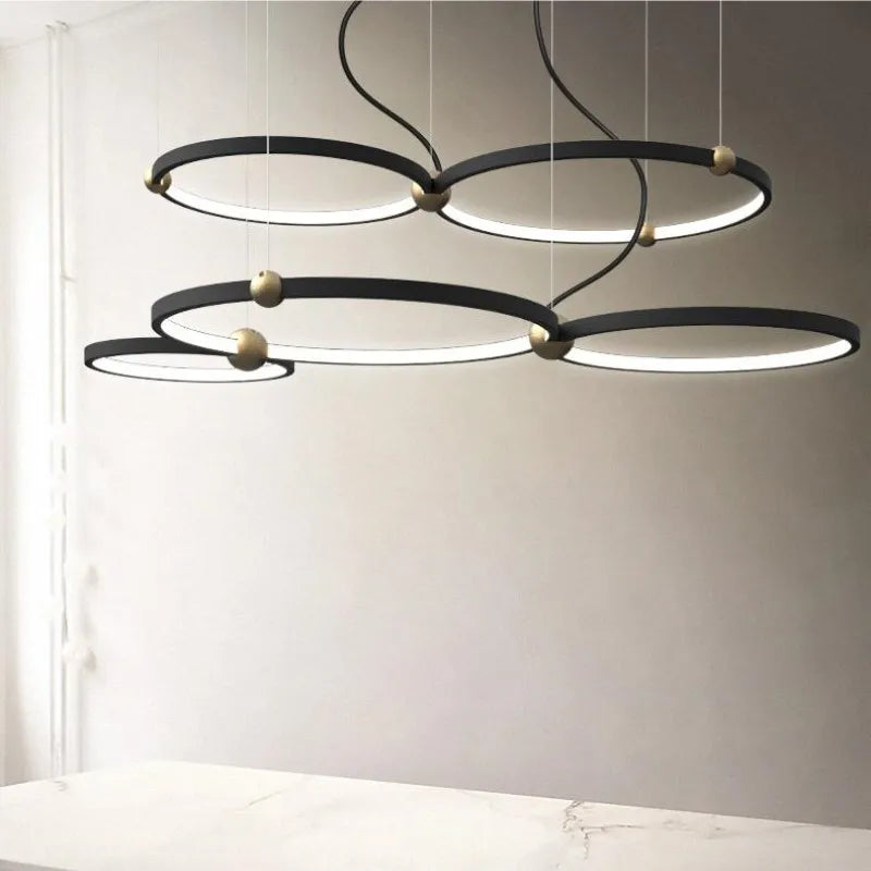 Modern ring LED pendant chandelier for hanging decoration - vue 3 sur 9