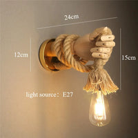Nordic hemp rope wall light in retro industrial style