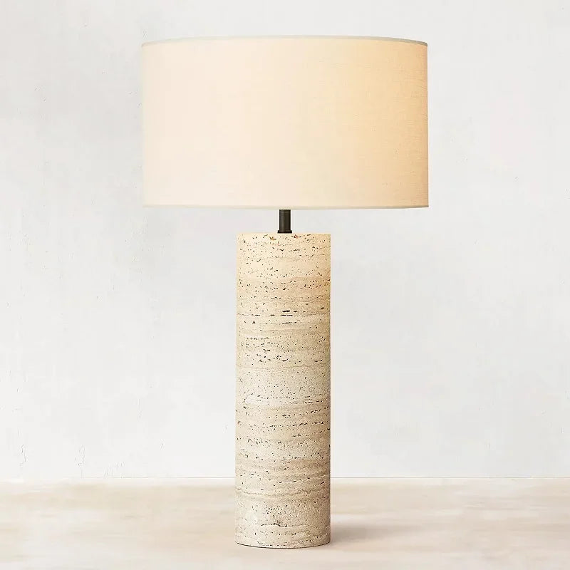 Post-modern travertine table lamp wabi-sabi art deco style