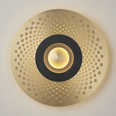 Carved copper wall light with decorative LED lighting - vue 13 sur 12