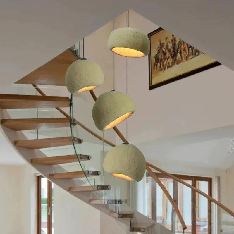 Retro loft stairs E27 LED chandelier wabi sabi pendant lamp nordic ceiling light