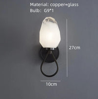 Modern copper wall light with white glass for hallway