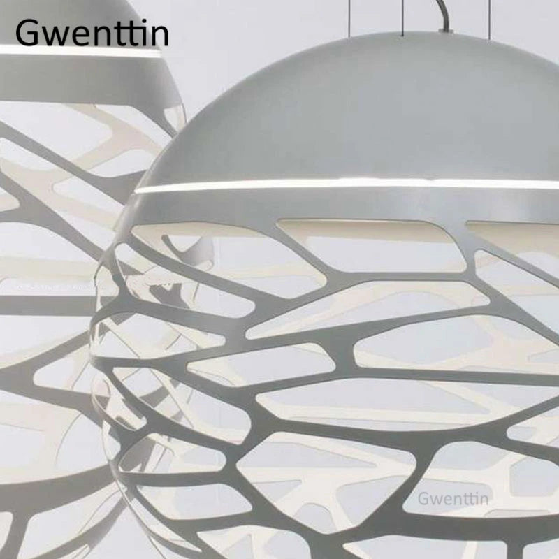 Modern hollow iron pendant light bird cage industrial decoration - vue 5 sur 8