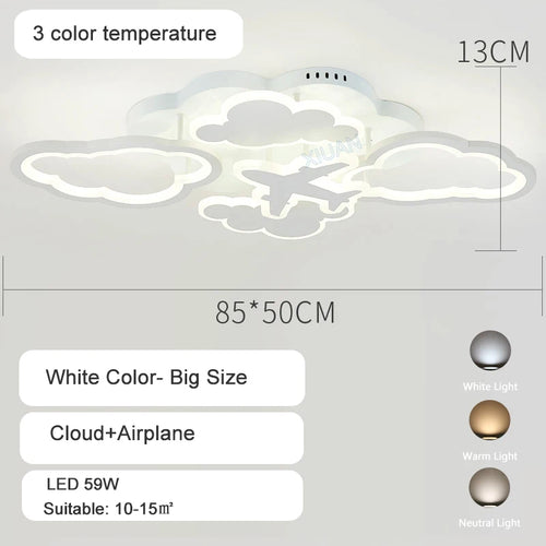 Modern LED moon, star and cloud chandelier for children - vue 23 sur 25