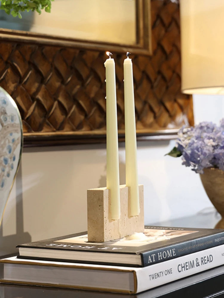 Vintage marble candle holder for wedding centrepiece