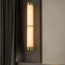 Cylindrical natural marble and gold brass wall light for hotels