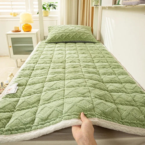 soft winter lambskin velvet mattress topper for students - vue 4 sur 12