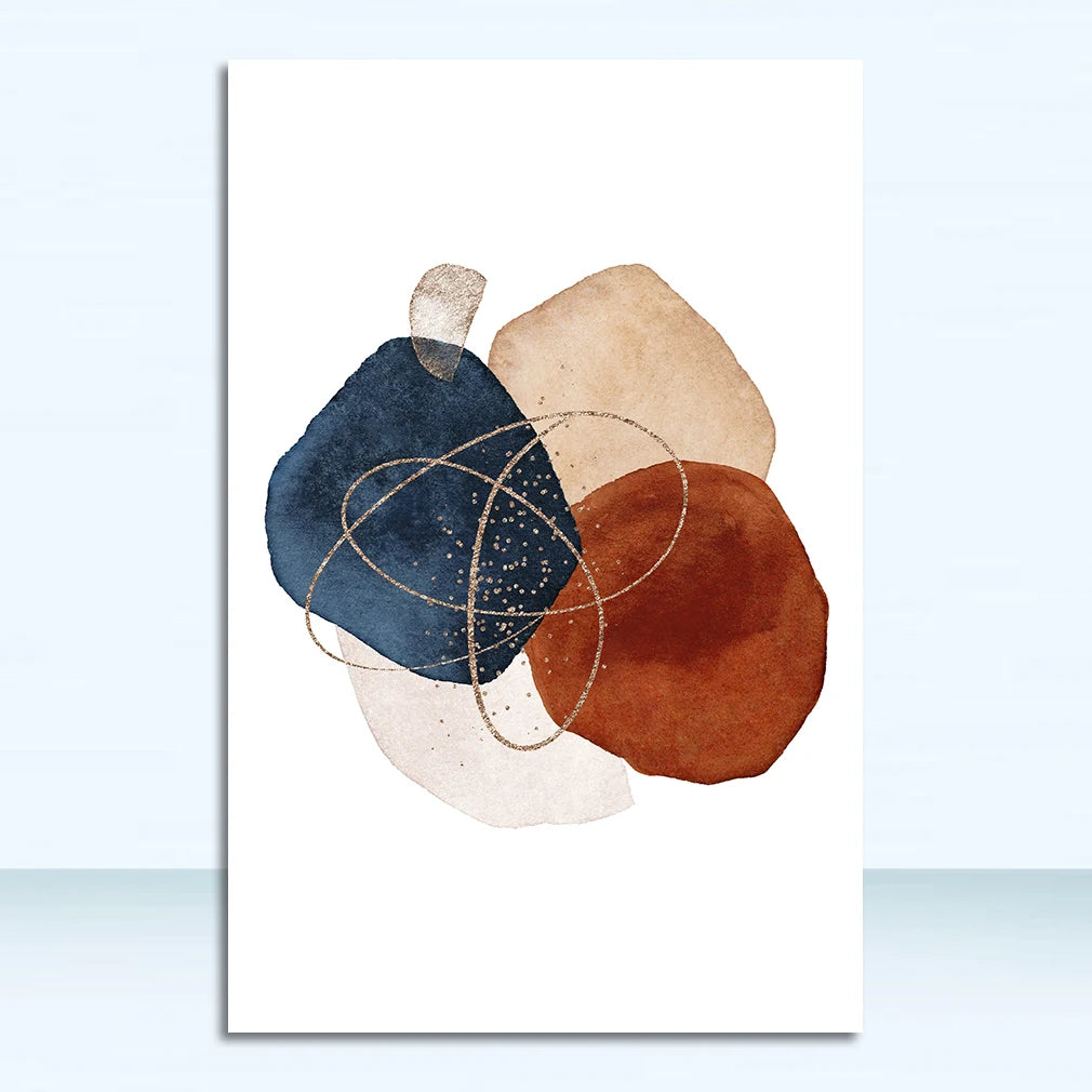 Abstract geometric watercolour canvas wall poster