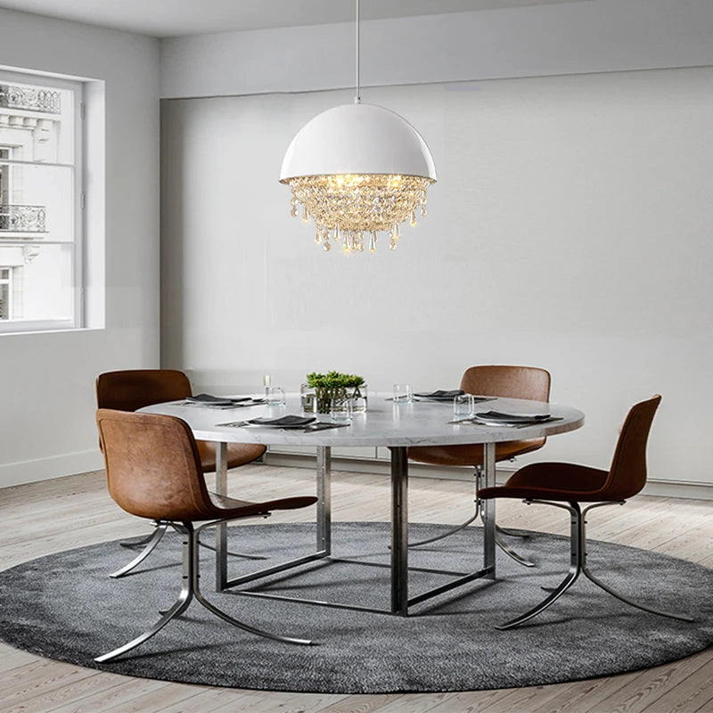 Modern metal and crystal pendant light with unique design for indoor lighting