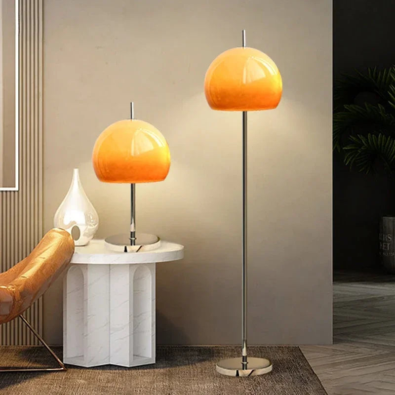 Retro vintage mushroom glass table lamp orange