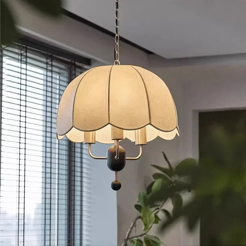 Wabi sabi Japanese retro solid wood pendant light