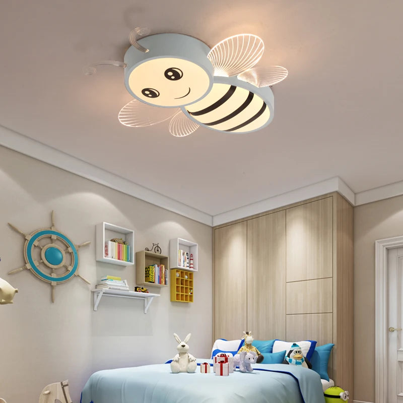 Pink and gold bee ceiling light for children's rooms - vue 4 sur 9