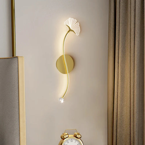 Tricolour LED wall light with eye protection and ginkgo leaf design - vue 2 sur 12