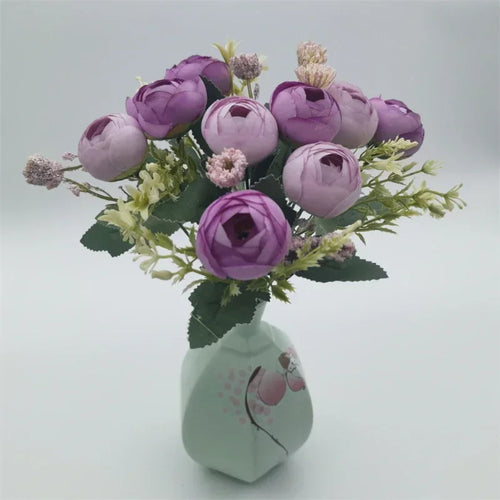 Silk rose bouquet artificial garden decoration flowers - vue 3 sur 12