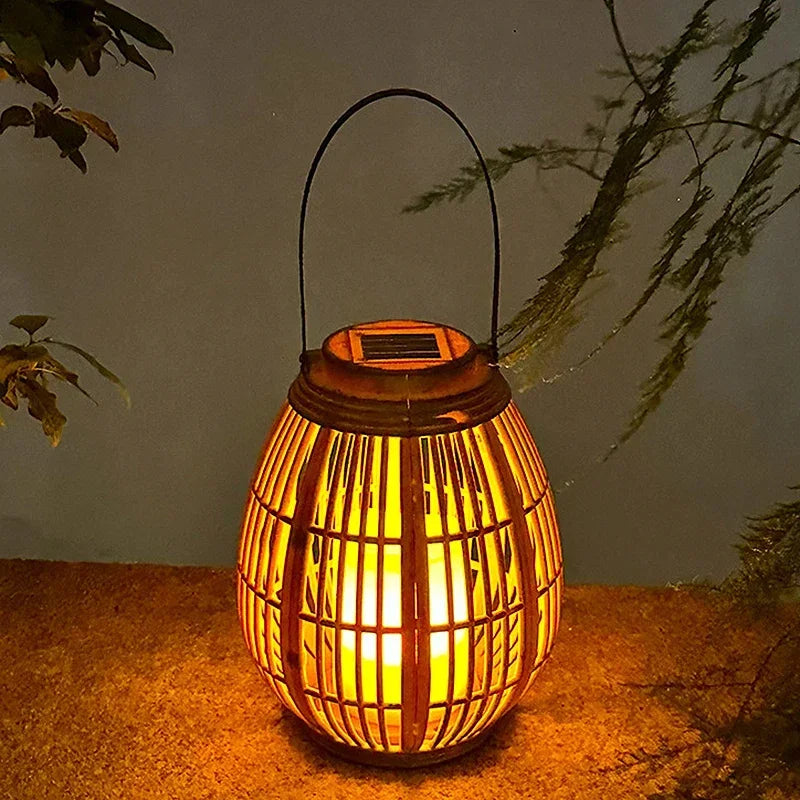 Solar rattan lantern for balcony and decorative garden