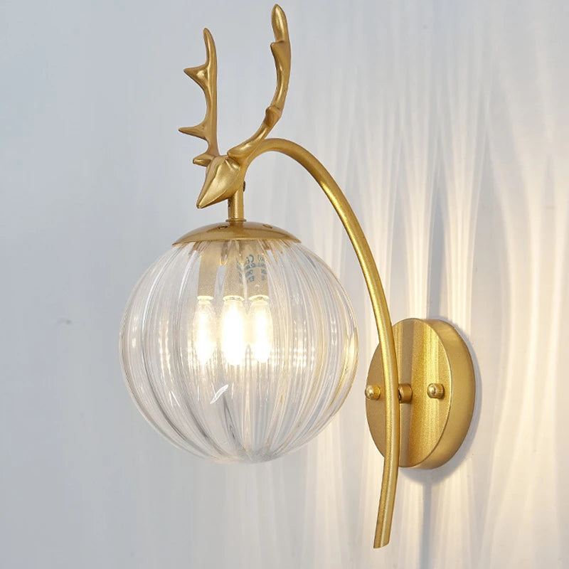 Modern nordic decorative wall light in iron and glass