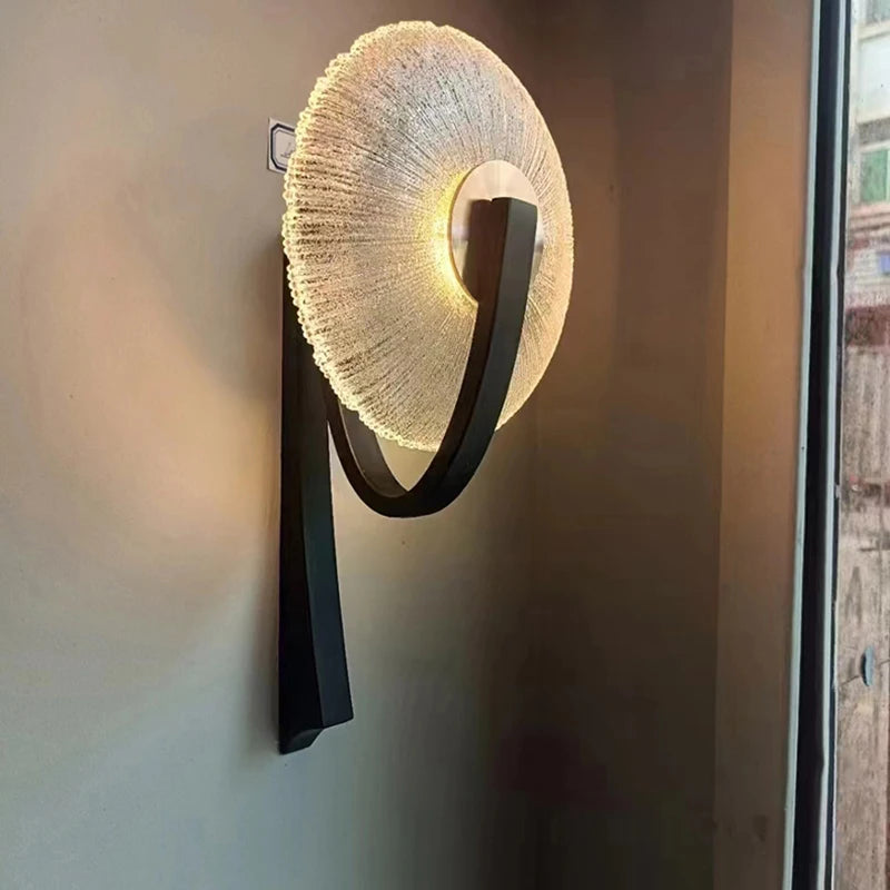 Led wall light in metal and glass for lighting 3000k