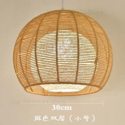 Modern Nordic LED pendant light in iron and hemp rope - vue 13 sur 14