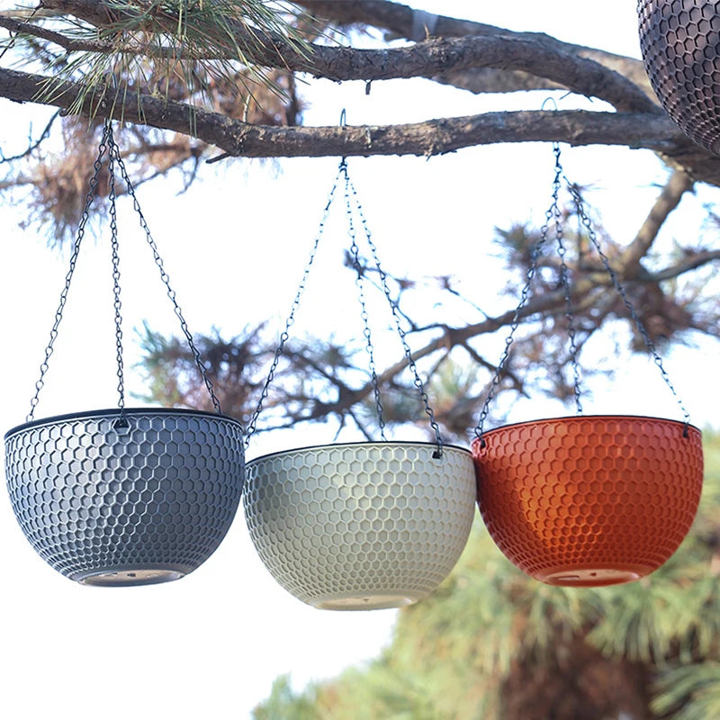 plastic hanging basket imitation honeycomb rattan