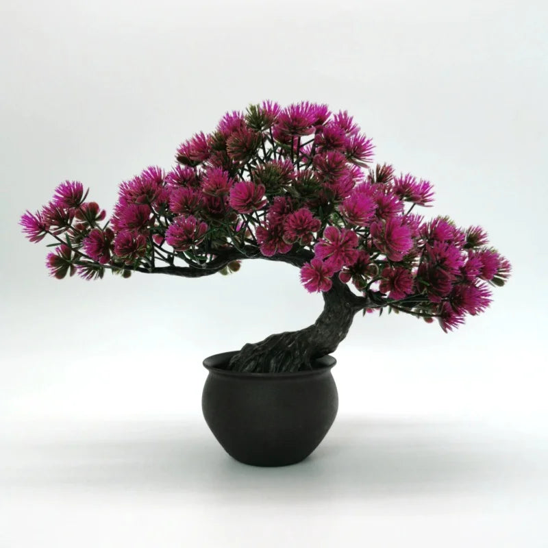 Decorative artificial bonsai plants in pots for indoor and garden use