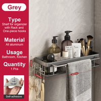 no-drill wall shelf for bathroom and kitchen storage