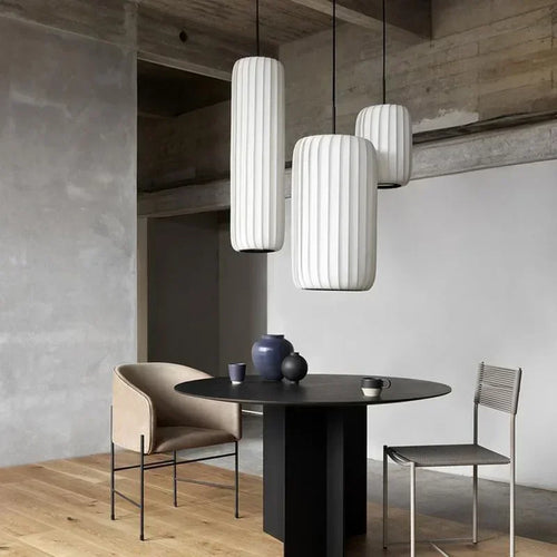 Japanese fabric pendant light modern minimalist artistic luminaire - vue 3 sur 9