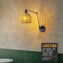 Nordic telescopic wall lamp with adjustable swivel arm and hemp rope