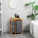 HOMCOM bamboo laundry hamper 3 removable fabric bags 50x32x69.7 cm