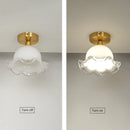 Modern ceiling light in antique glass and brass, unique and minimalist