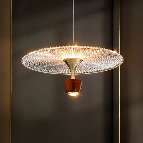 suspension led 	 acrylique rond cordon réglable - vue 5 sur 9
