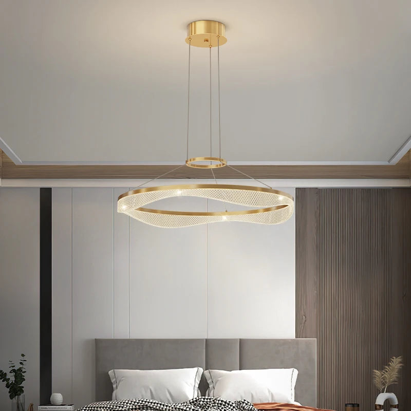 Modern acrylic LED pendant chandelier - vue 4 sur 20